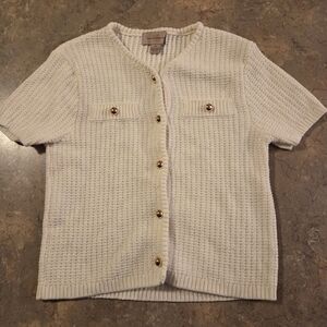 French Connection Women's Short Sleeve Textured Knitted Cardigan Sweater Med